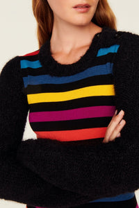 Robe à rayures tricotée en laine - Multicolor