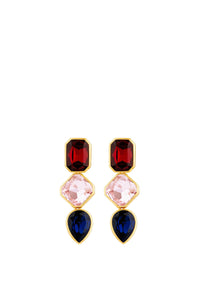 Boucles d'oreilles Superchromatic triple en crystal - Multicolor