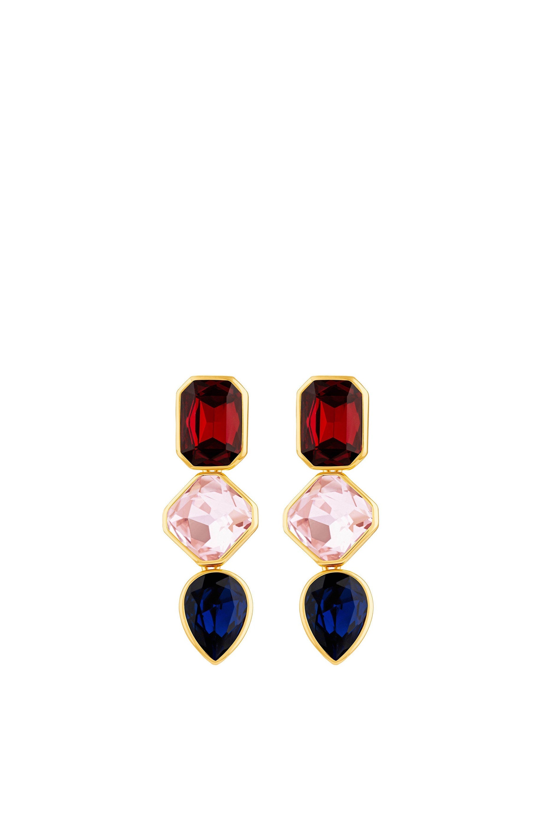 Boucles d'oreilles Superchromatic triple en crystal - Multicolor