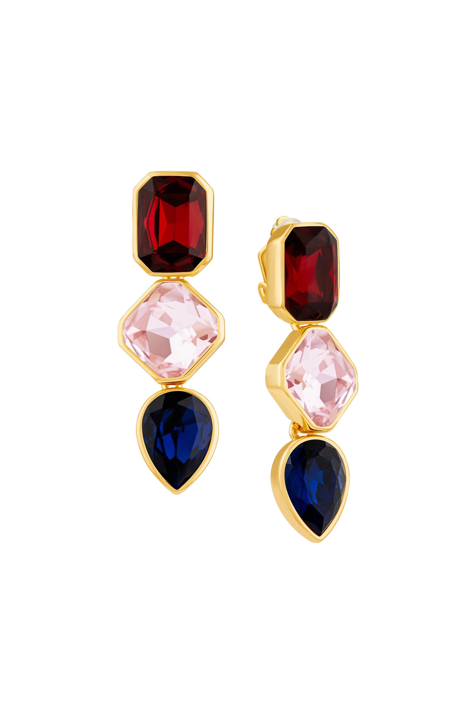 Boucles d'oreilles Superchromatic triple en crystal - Multicolor