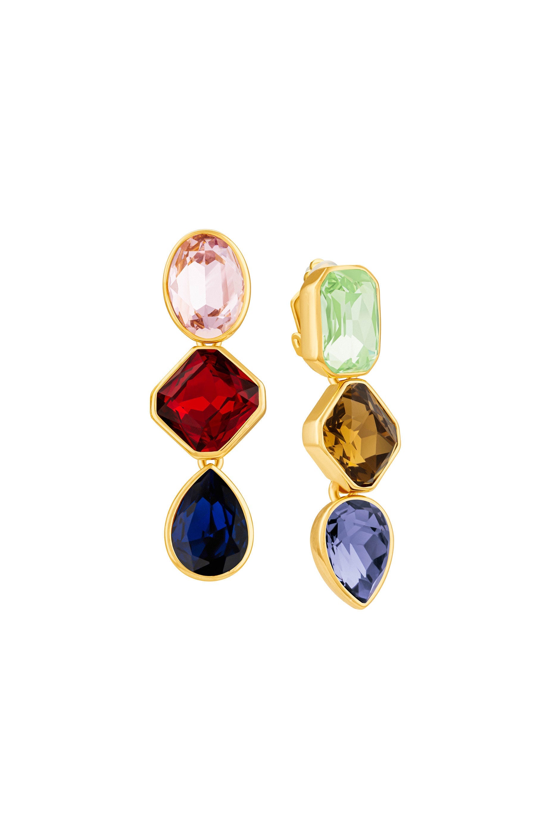 Boucles d'oreilles Superchromatic multitriple en crystal - Multicolor