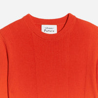 Pull à col rond à côtes en laine superfine - Spicy Red
