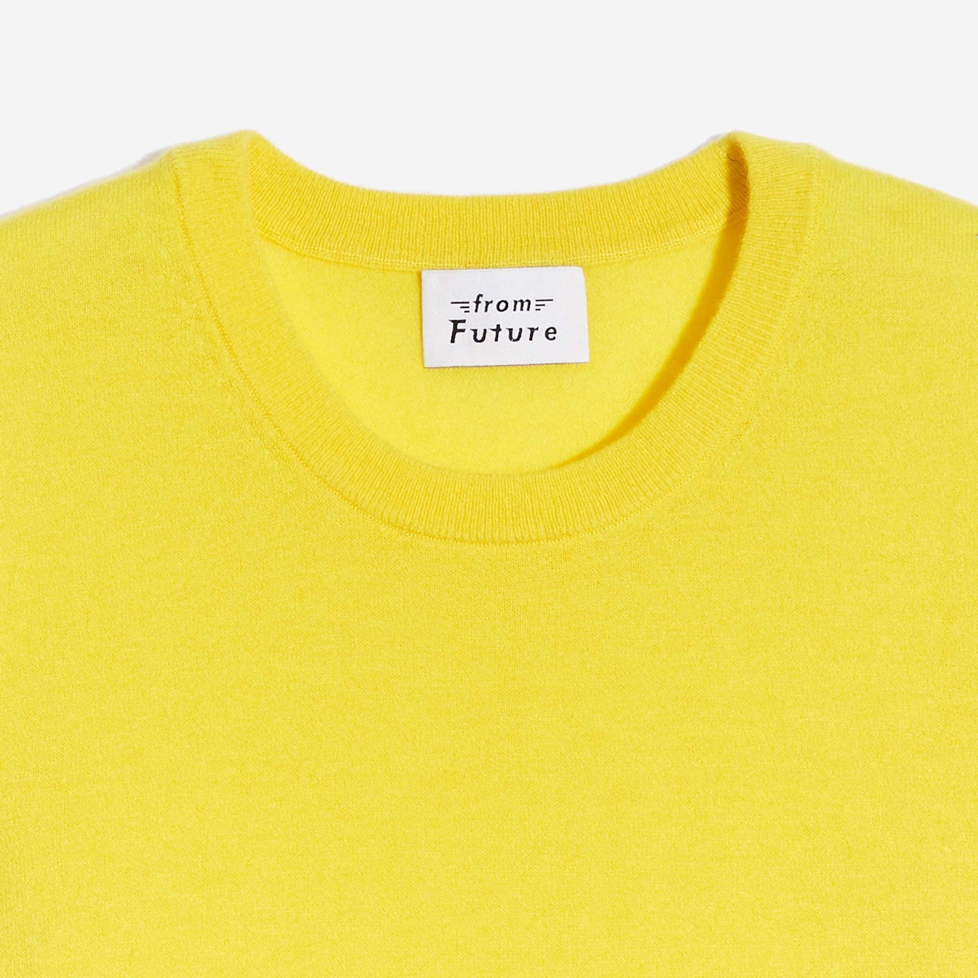 Pull à col rond droit en laine superfine - Summer Yellow
