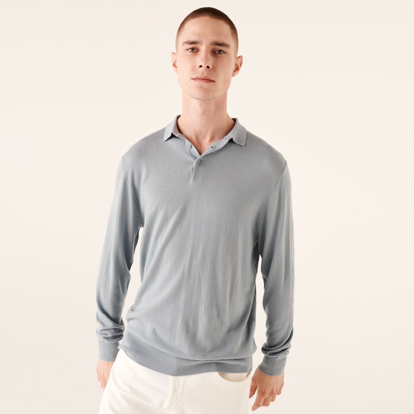 Pull polo en laine superfine - Cloud Blue
