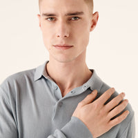 Pull polo en laine superfine - Cloud Blue