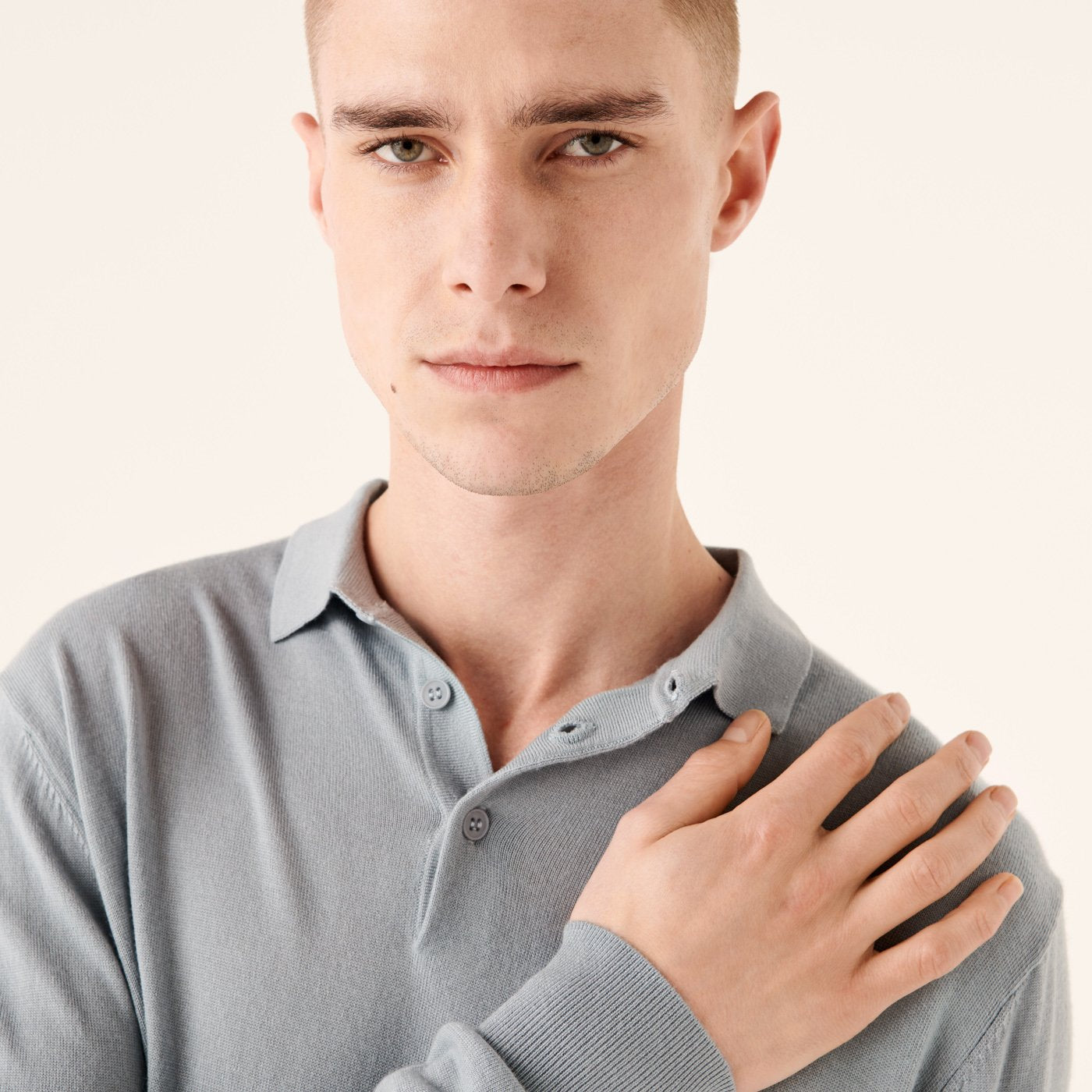 Pull polo en laine superfine - Cloud Blue