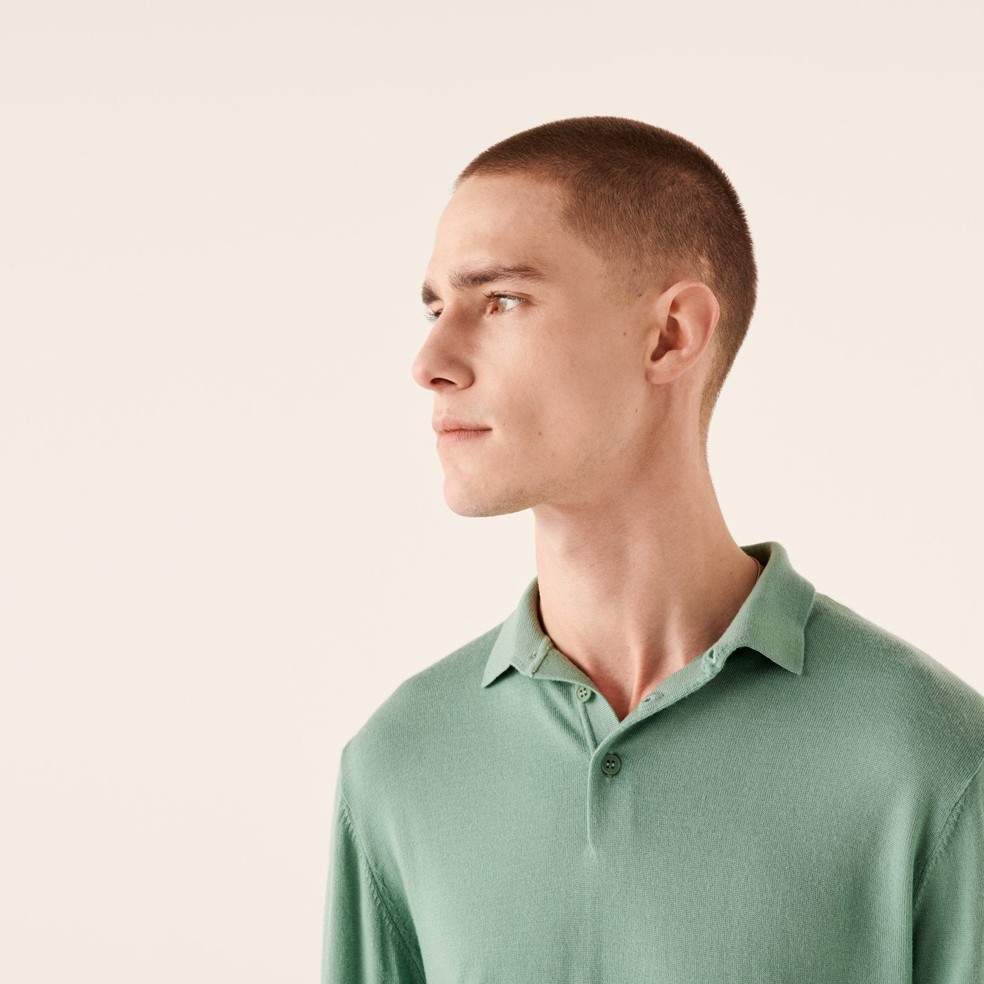 Pull polo en laine superfine - Frozen Green