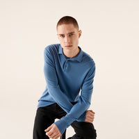 Pull polo en laine superfine - Pastel Blue