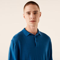 Pull polo en laine superfine - Petrol Blue