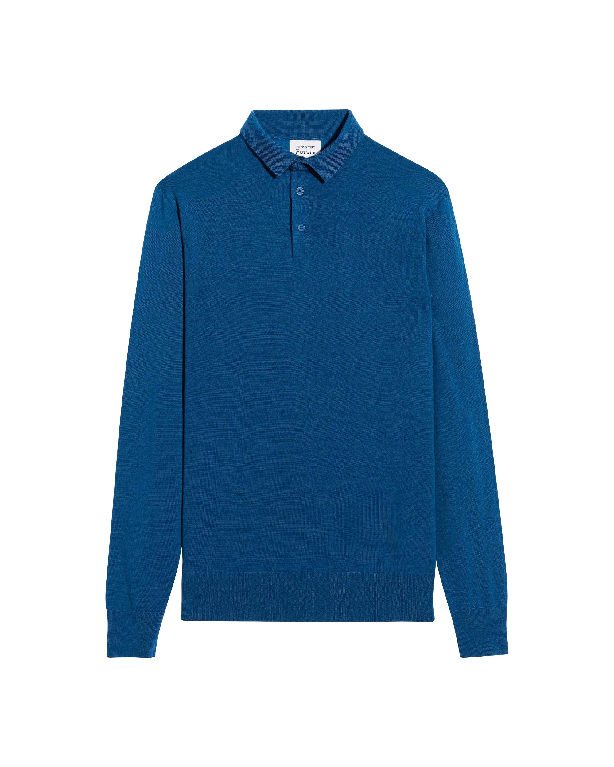 Pull polo en laine superfine - Petrol Blue