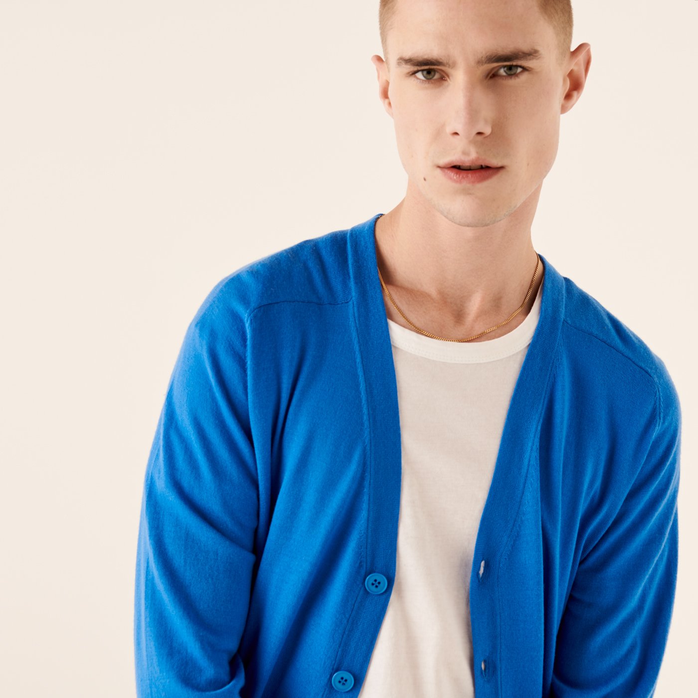 Cardigan en laine superfine - Denim Blue