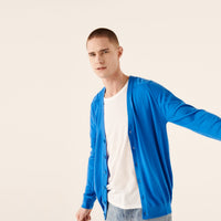 Cardigan en laine superfine - Denim Blue
