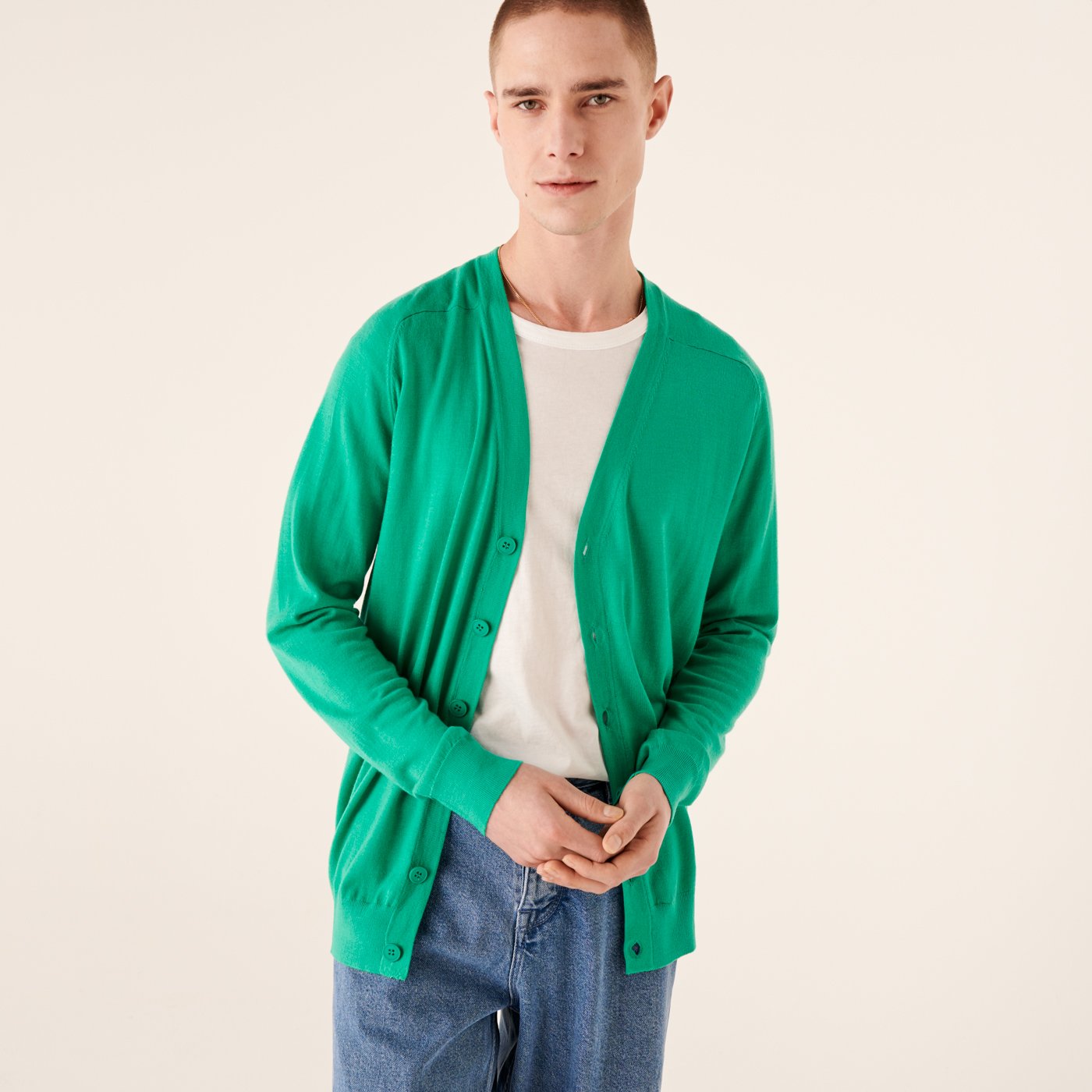 Cardigan en laine superfine - Mint