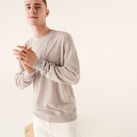 Pull à col rond fin en cachemire - Light Heather Gray