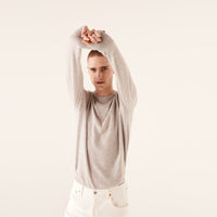 Pull à col rond fin en cachemire - Light Heather Gray