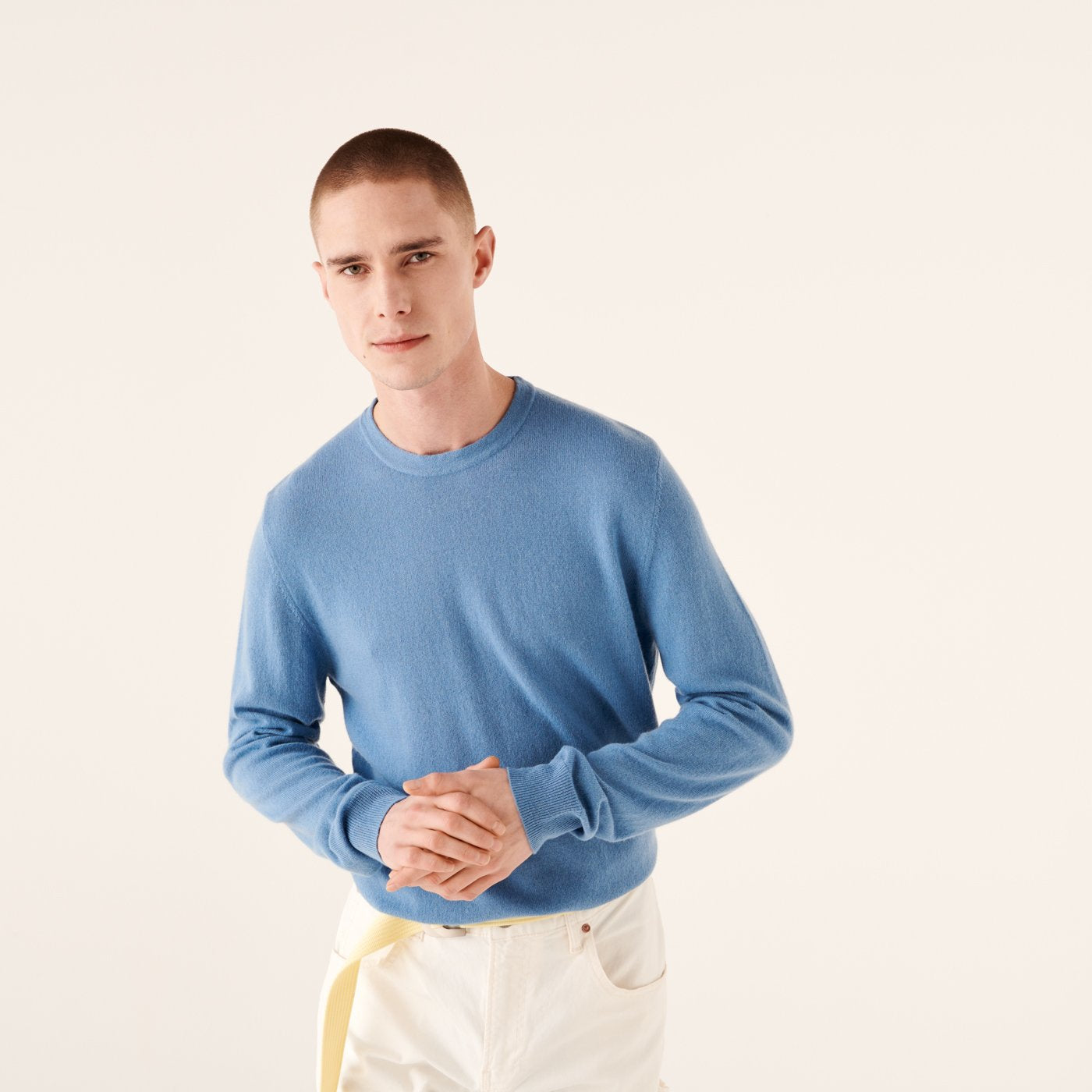 Pull à col rond fin en cachemire - Pastel Blue