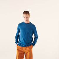 Pull à col rond fin en cachemire - Petrol Blue
