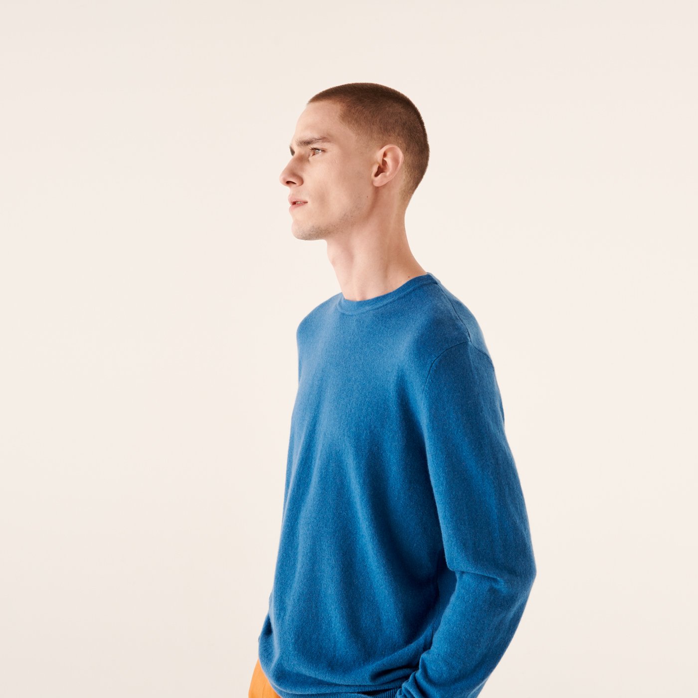 Pull à col rond fin en cachemire - Petrol Blue