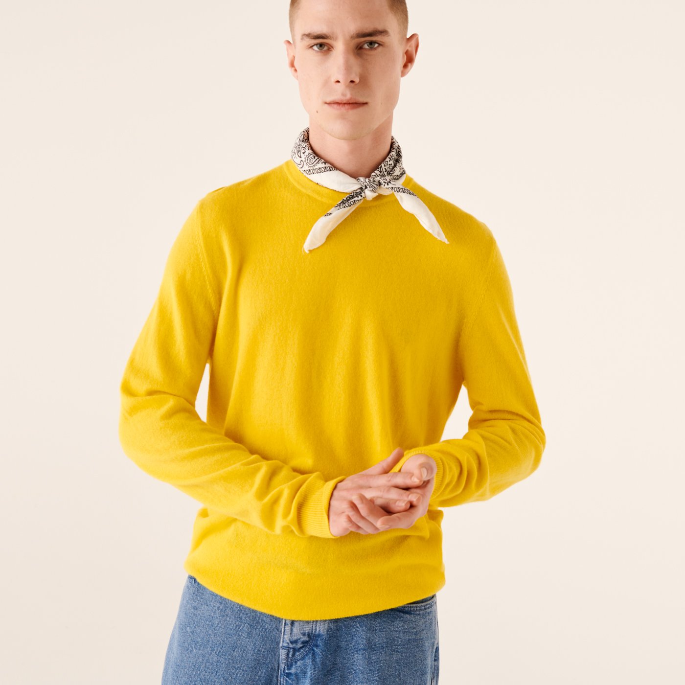 Pull à col rond fin en cachemire - Summer Yellow