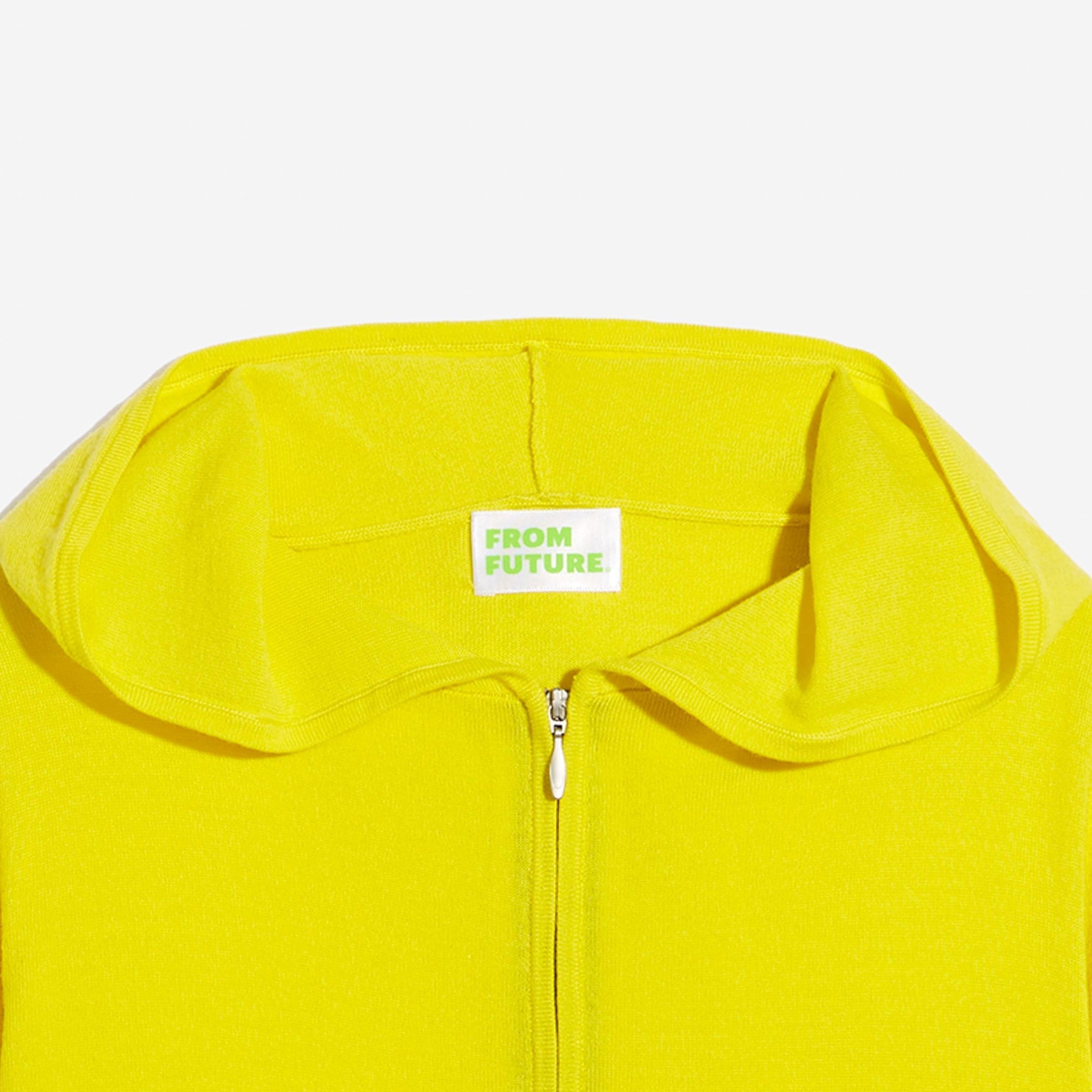 Hoodie court zippé en laine superfine - Summer Yellow