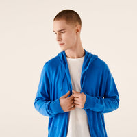 Hoodie zippé en laine superfine - Denim Blue