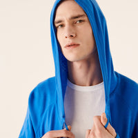Hoodie zippé en laine superfine - Denim Blue