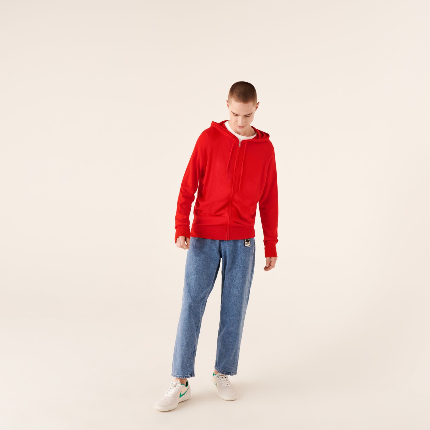Hoodie zippé en laine superfine - Summer Red