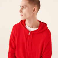 Hoodie zippé en laine superfine - Summer Red