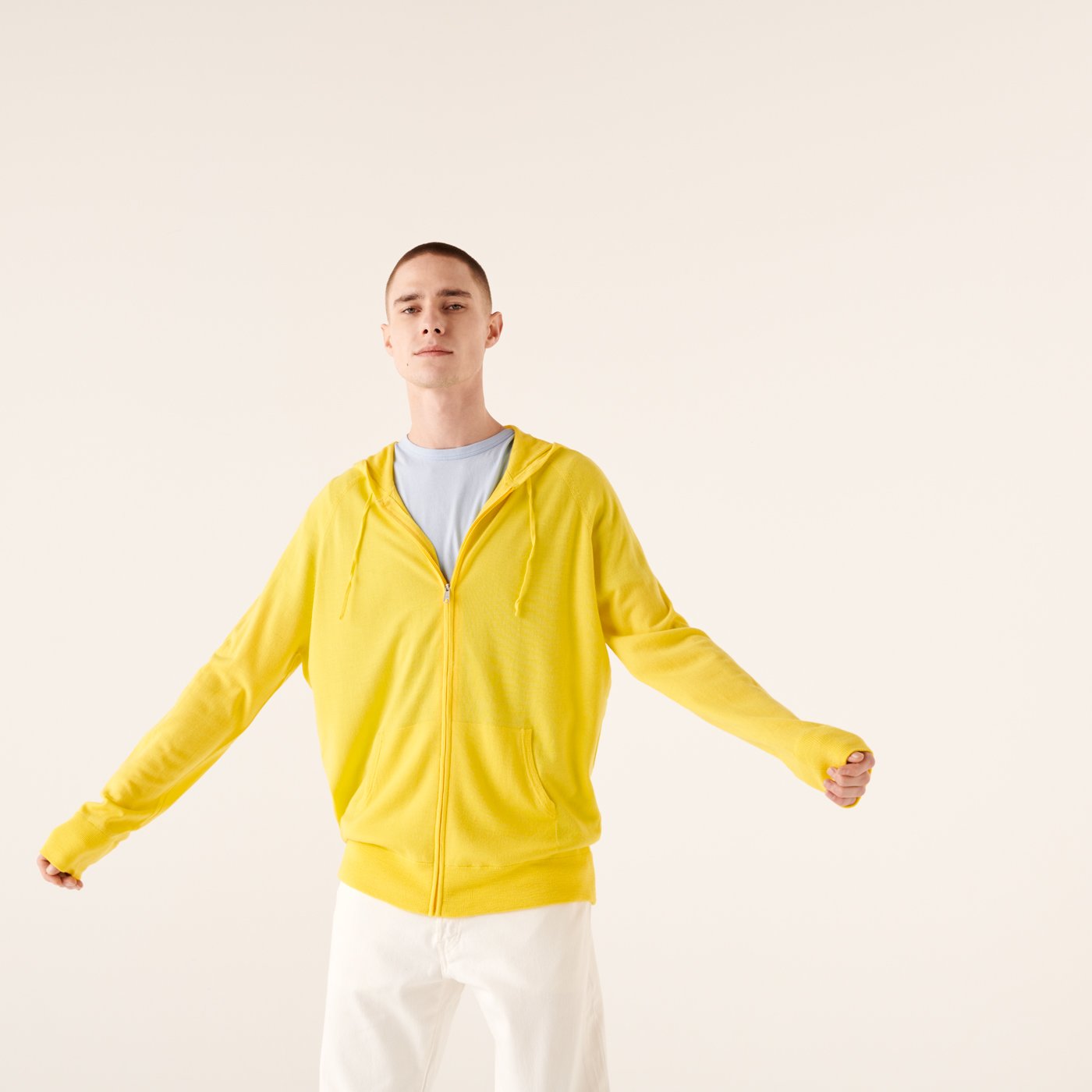 Hoodie zippé en laine superfine - Summer Yellow