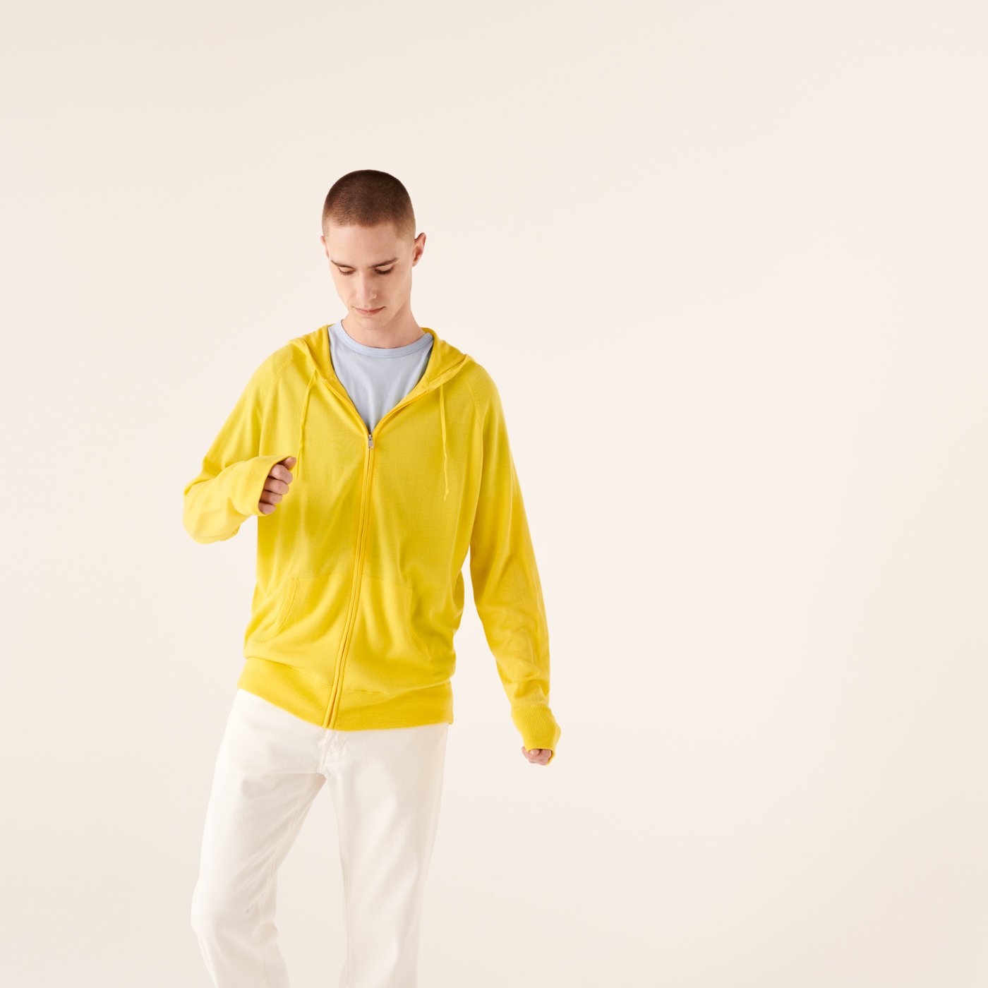 Hoodie zippé en laine superfine - Summer Yellow