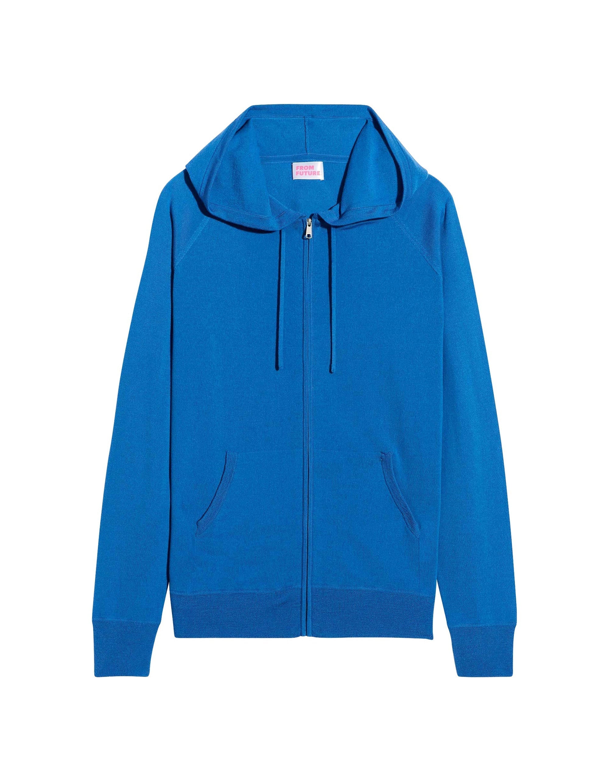 Hoodie zippé en laine superfine - Denim Blue
