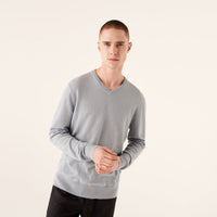 Pull à col V fin en cachemire - Cloud Blue