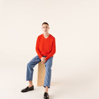 Pull à col V fin en cachemire - Spicy Red