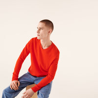 Pull à col V fin en cachemire - Spicy Red
