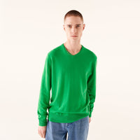 Pull à col V fin en cachemire - Summer Green