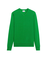 Pull à col V fin en cachemire - Summer Green