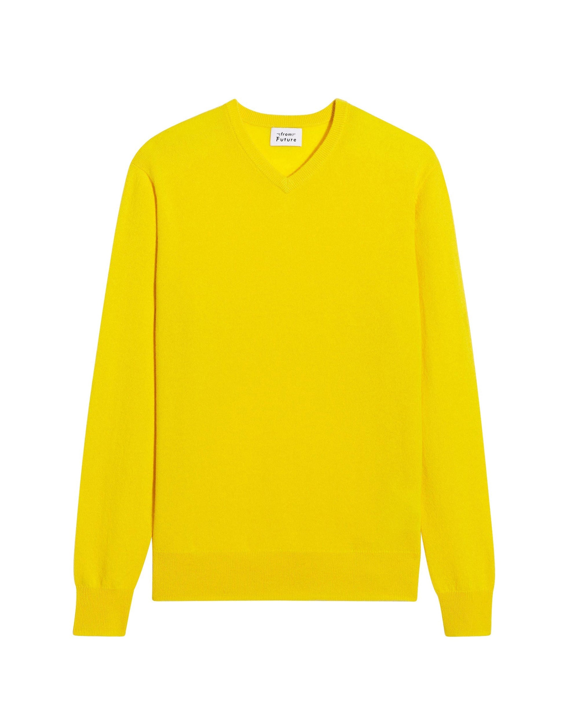 Pull à col V fin en cachemire - Summer Yellow