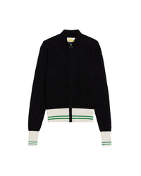 Cardigan ajouré à bande bicolore - Black