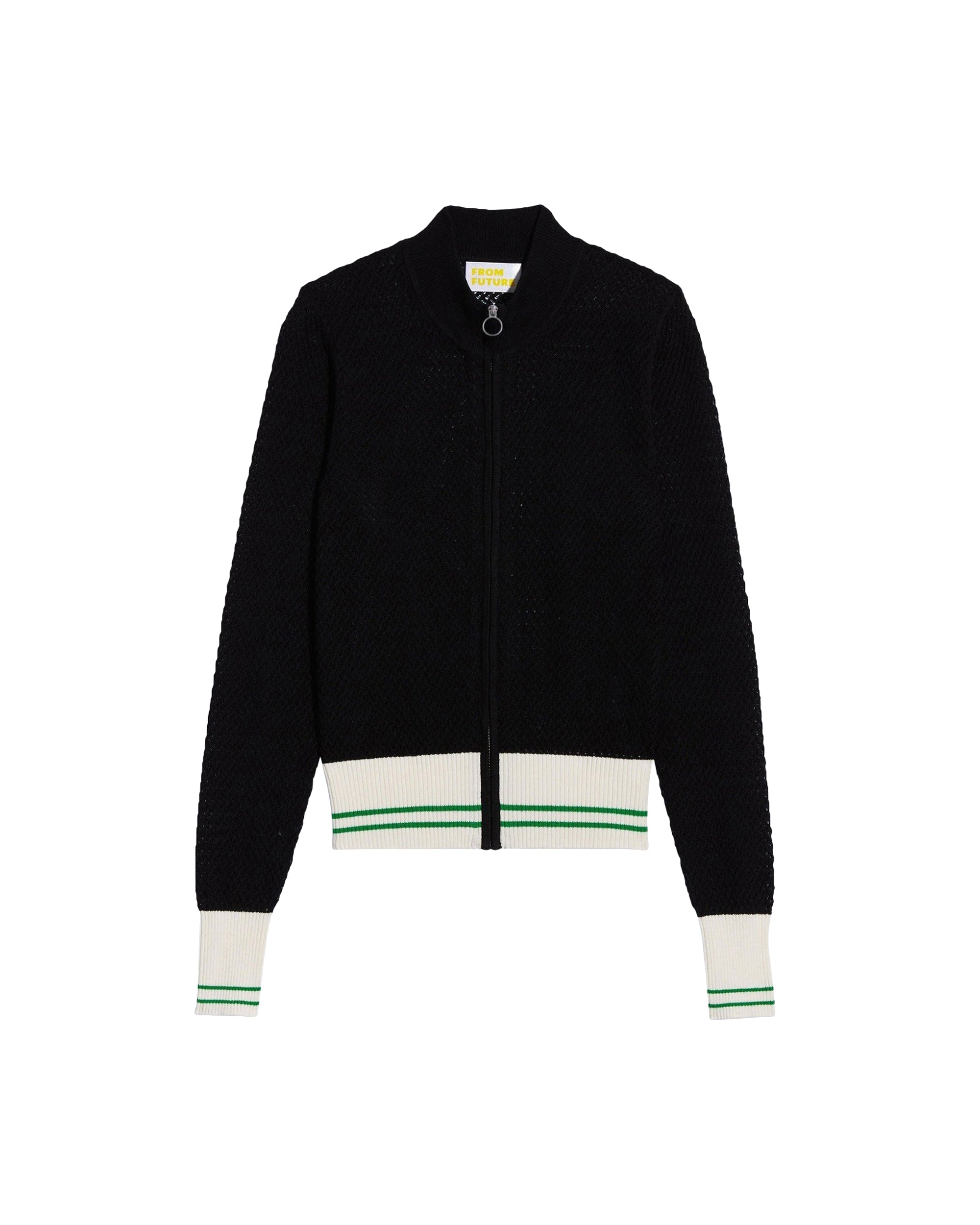 Cardigan ajouré à bande bicolore - Black
