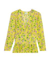 Blouse à volants en soie - Yellow Bouquet