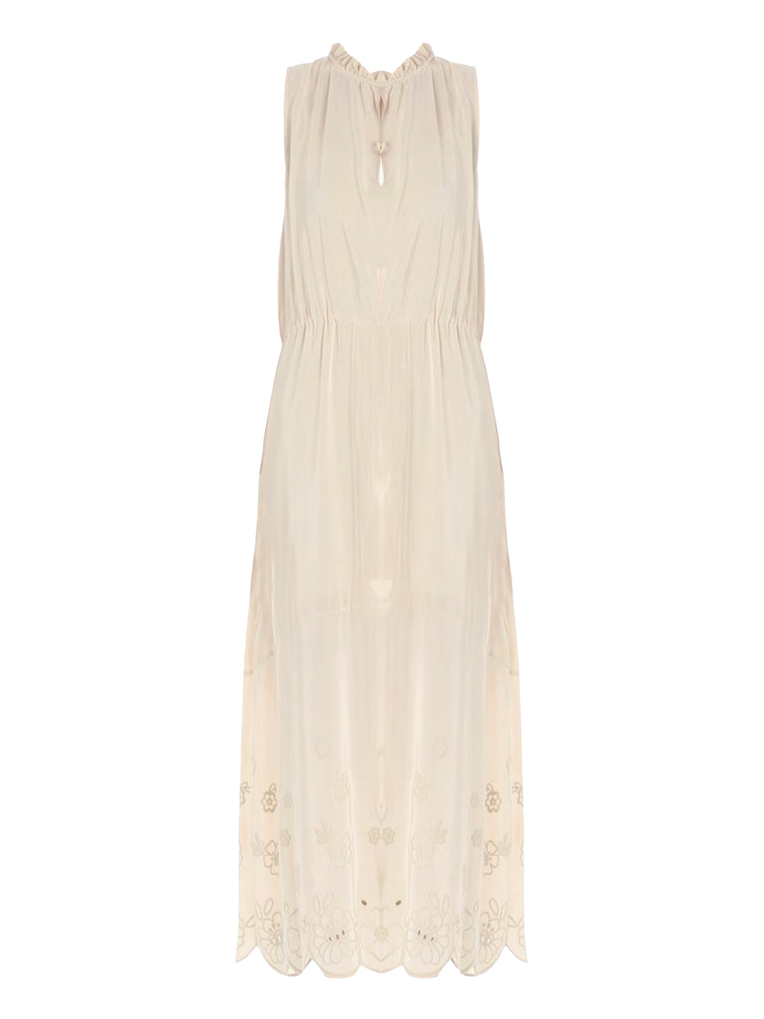 Robe taille ajustable à broderies - Angora Beige