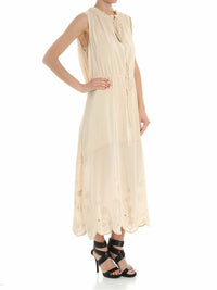 Robe taille ajustable à broderies - Angora Beige