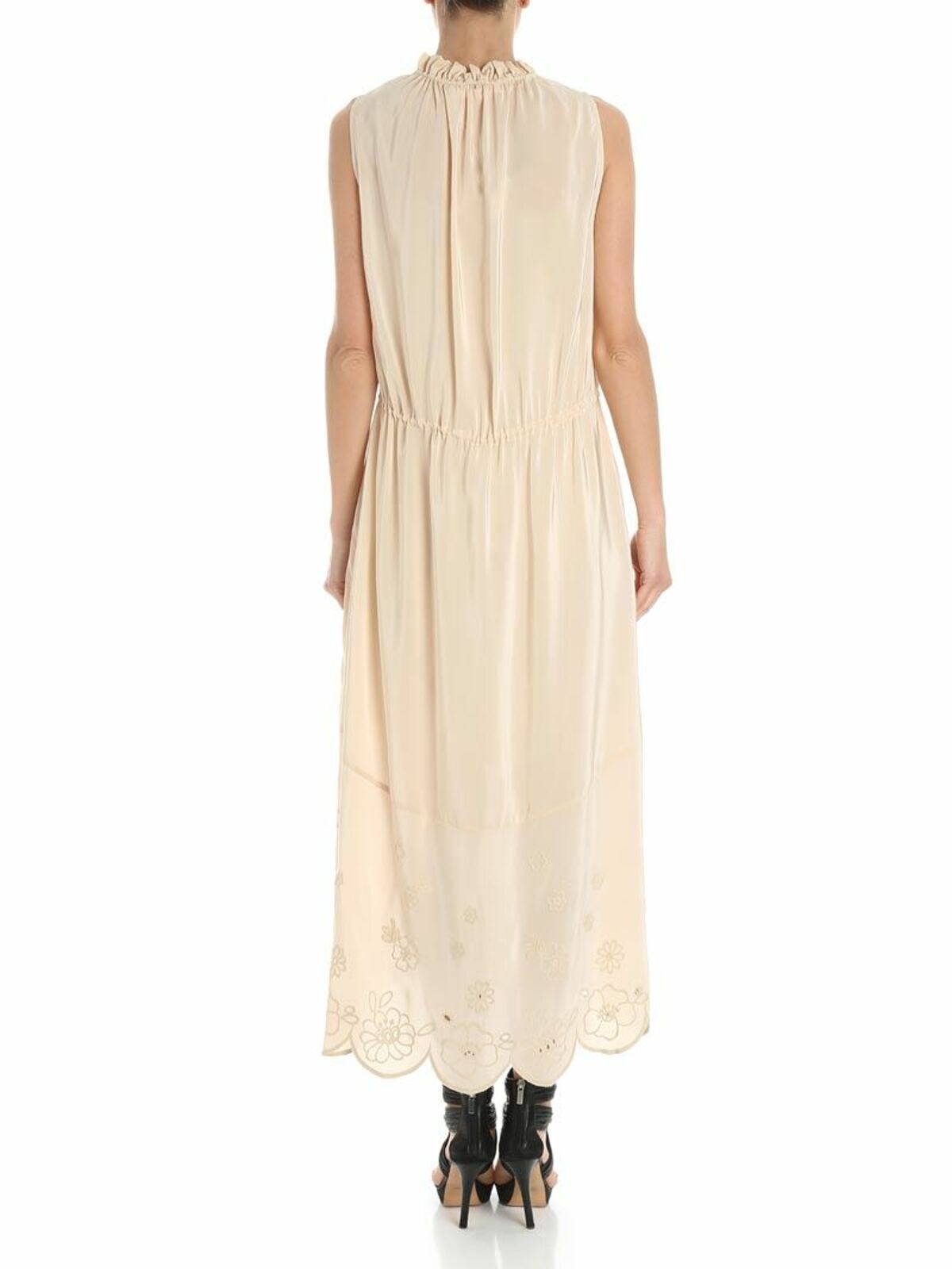 Robe taille ajustable à broderies - Angora Beige
