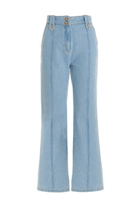 Jean évasé à double boutons - Light Blue Denim