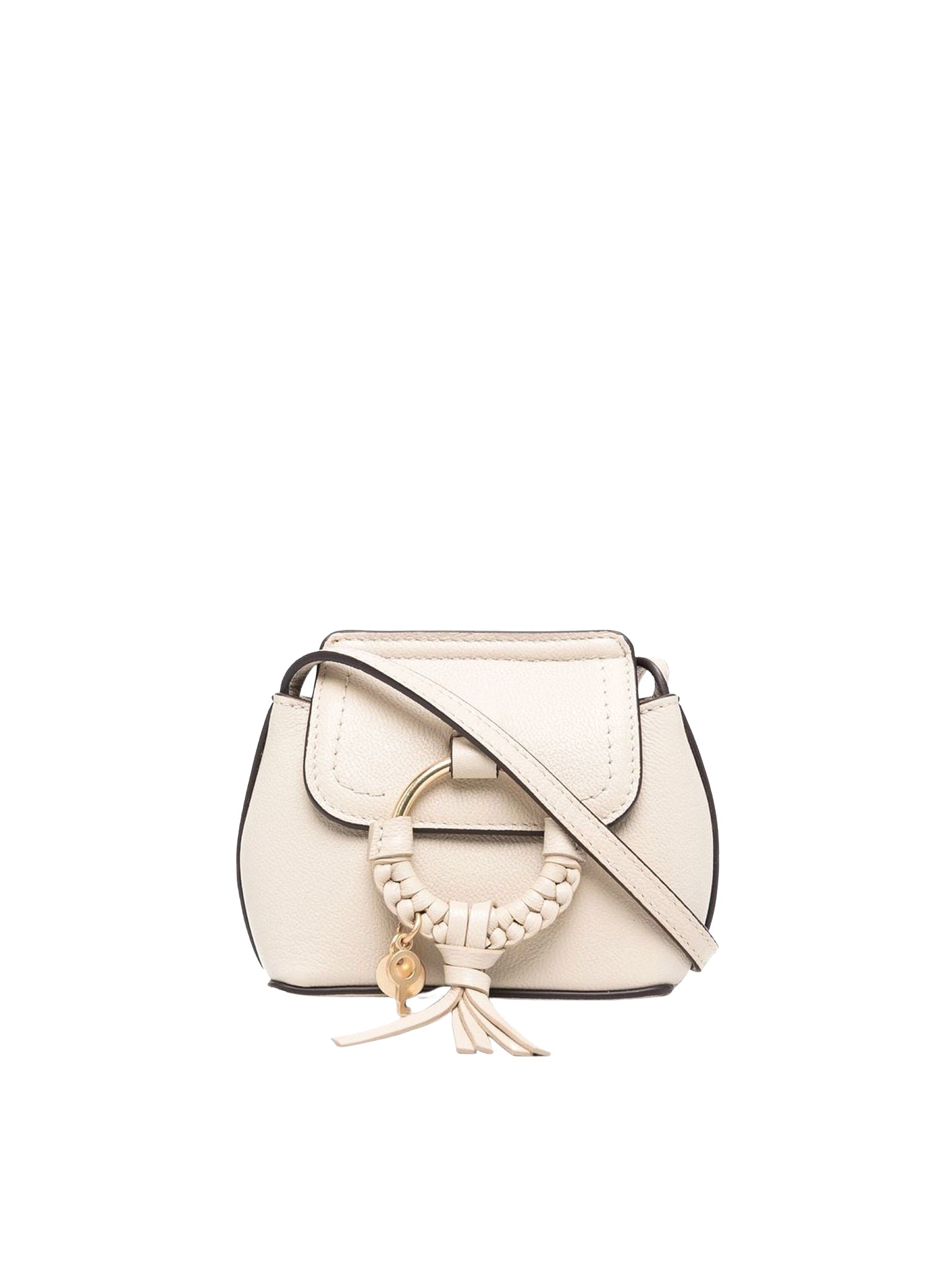 Mini sac porté épaule Joan en cuir - Cement Beige