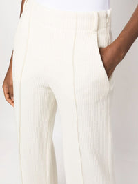 Pantalon côtelé de laine en soie - Éden Blanc