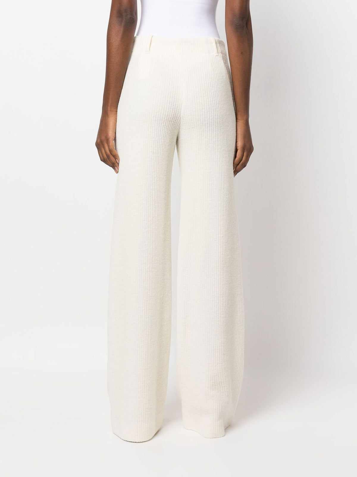 Pantalon côtelé de laine en soie - Éden Blanc