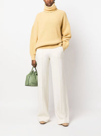 Pantalon côtelé de laine en soie - Éden Blanc
