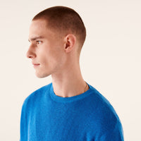 Pull à col rond et maille perlée - Denim Blue