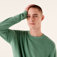 Pull à col rond et maille perlée - Frozen Green